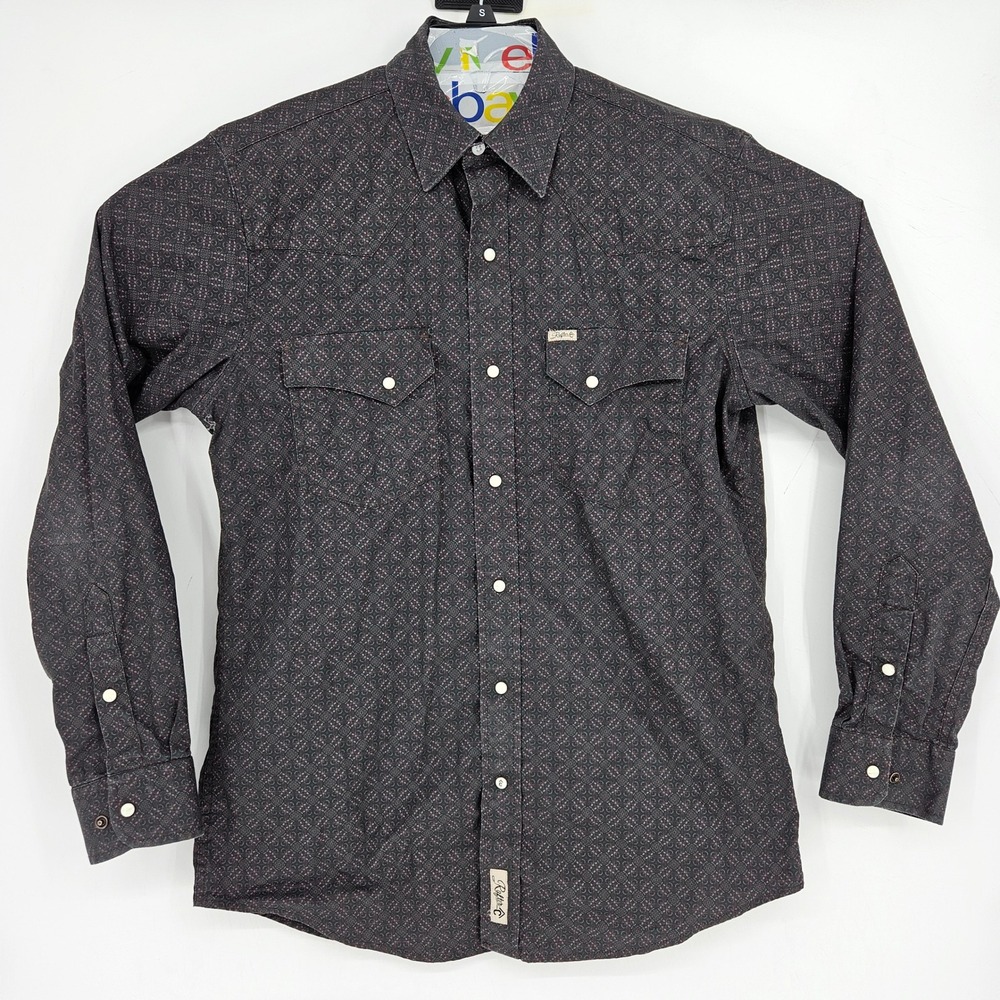 Rafter C Shirt Mens Medium Western Pearl Snap Cowboy Rodeo Long Sleeve